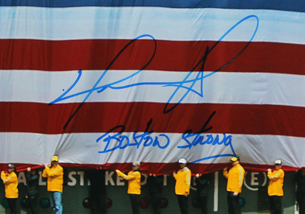 Red Sox David Ortiz "Boston Strong" Signed 16x20 Framed Horizontal Photo BAS Wit