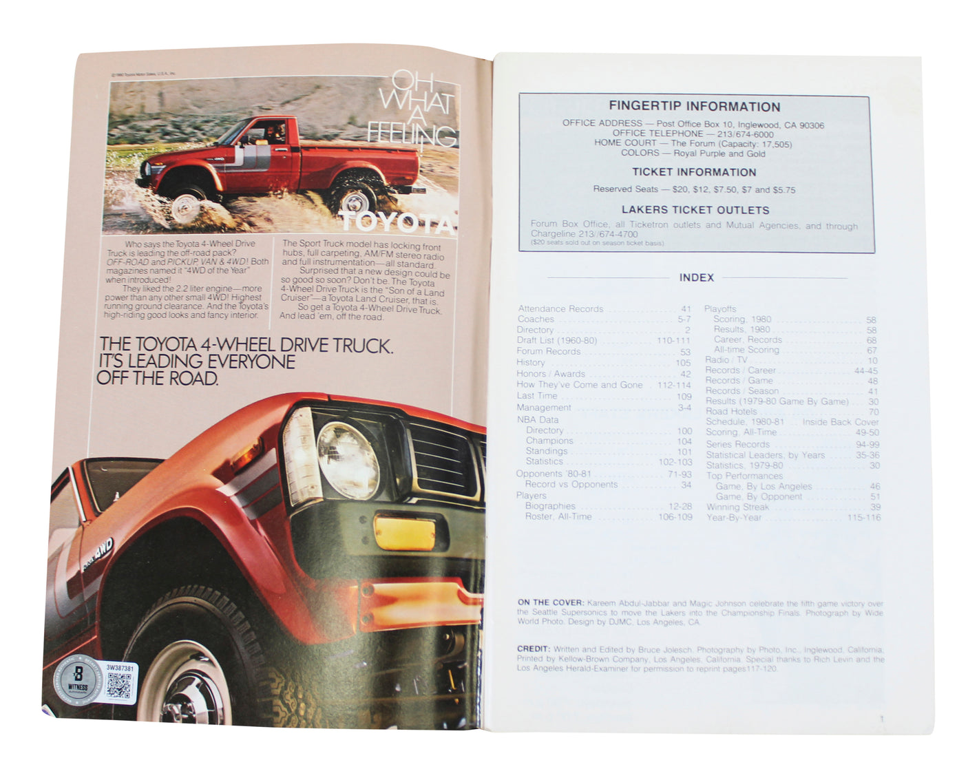 Lakers Magic Johnson Signed 1980-1981 Media Guide BAS Witnessed #3W387381