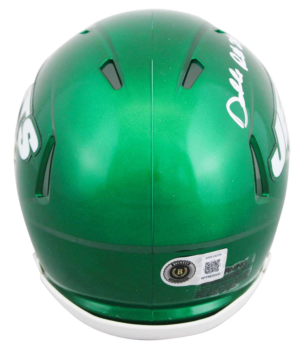 Jets Darrelle Revis Authentic Signed Speed Mini Helmet BAS Witnessed #4W919204