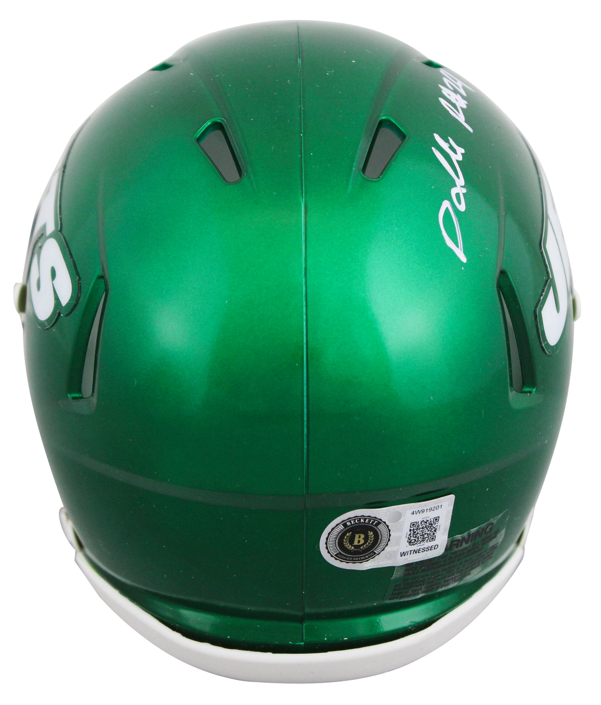 Jets Darrelle Revis Authentic Signed Speed Mini Helmet BAS Witnessed #4W919201