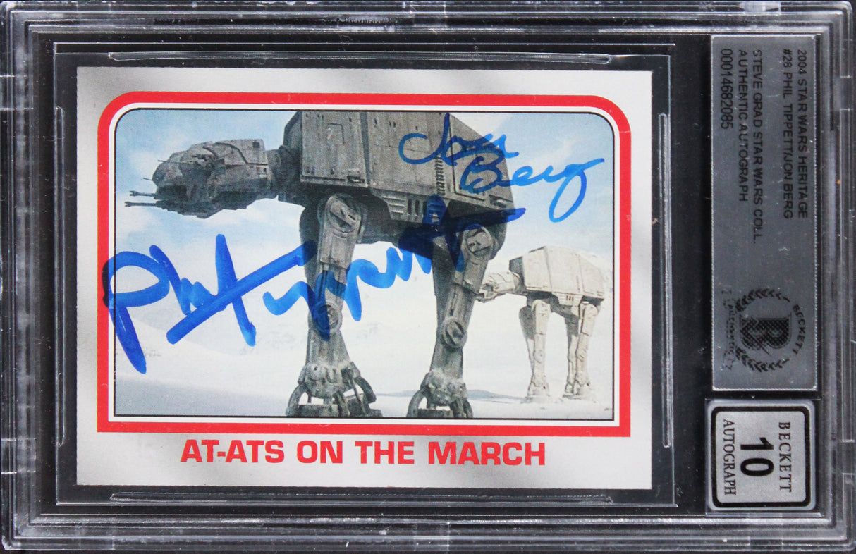 Phil Tippett & Jon Berg Signed 2004 Star Wars Heritage #28 Card Auto 10 BAS Slab