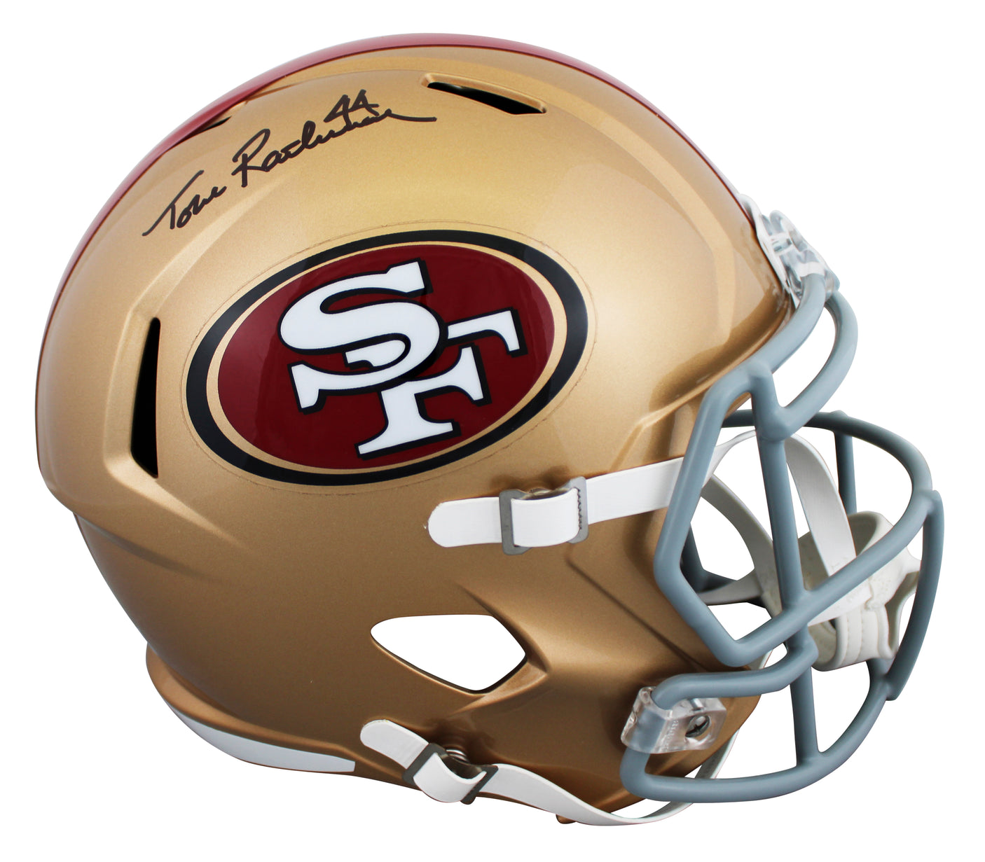 49ers Tom Rathman Authentic Signed Full Size Speed Rep Helmet BAS Witnessed