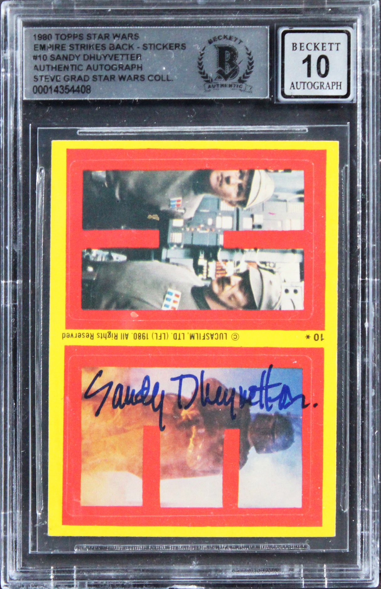 Sandy Dhuyvetter Signed 1980 Star Wars ESB Stickers #10 Card Auto 10! BAS Slab