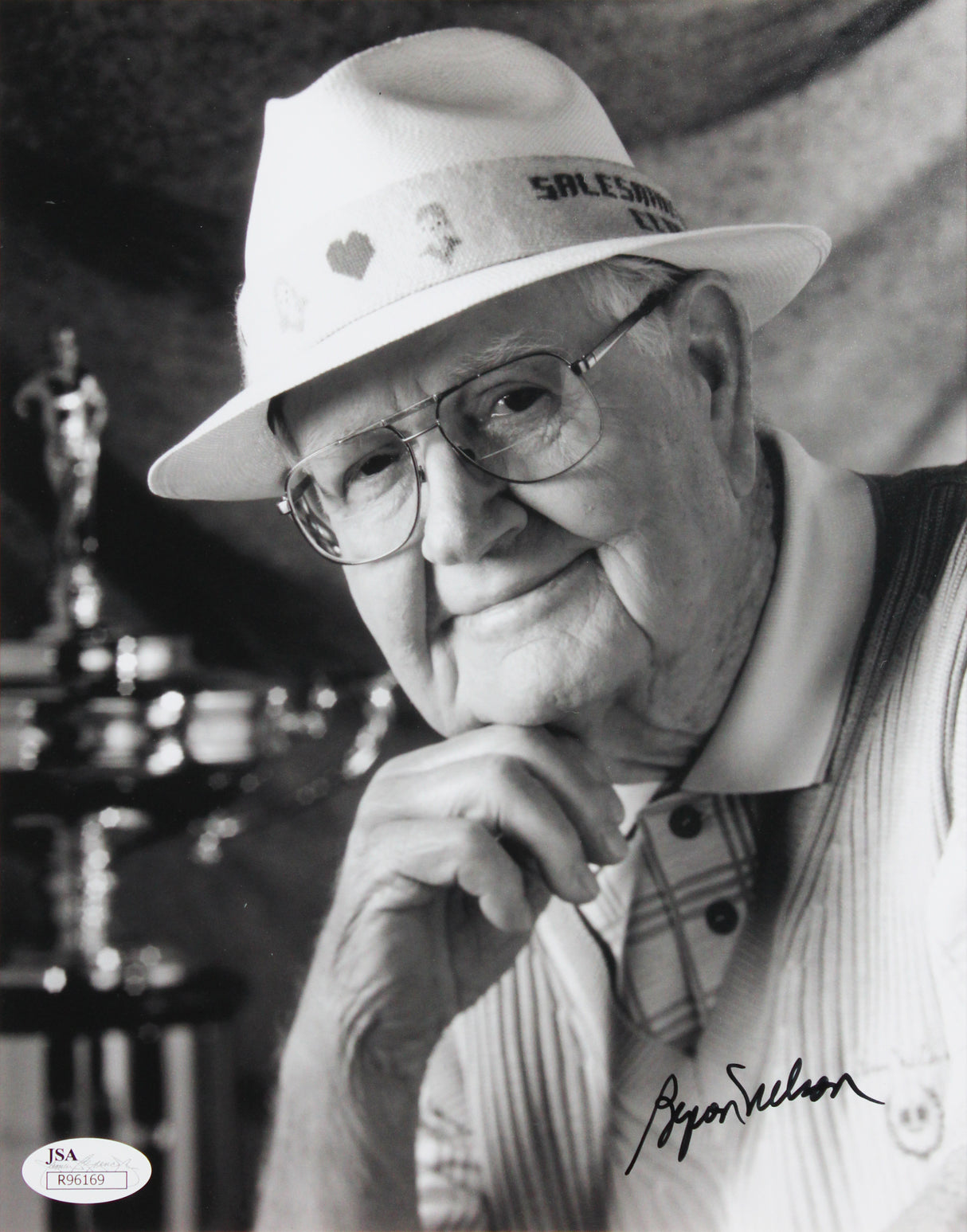Byron Nelson Authentic Signed 8x10 Framed Vertical B&W Photo JSA #R96169