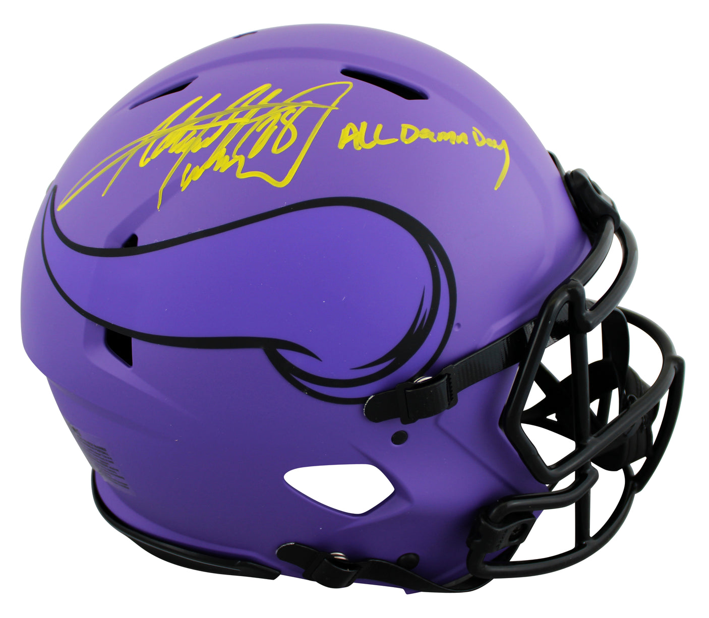 Adrian Peterson "All Damn Day" Signed Rave F/S Speed Proline Helmet W/ Case BAS