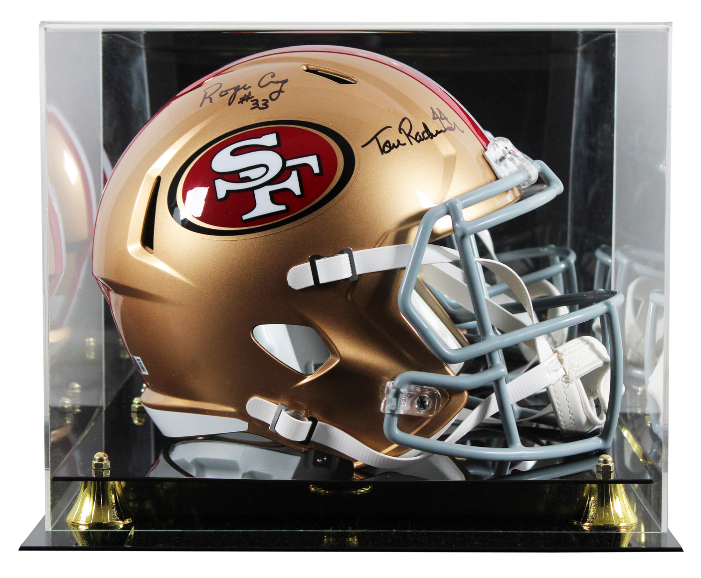49ers Tom Rathman & Roger Craig Signed Full Size Speed Rep Helmet W/ Case BAS W