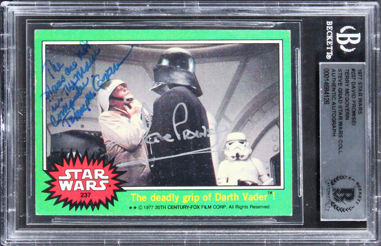 David Prowse & Terry McGovern "w/ Insc" Signed 1977 Star Wars #237 Card BAS Slab