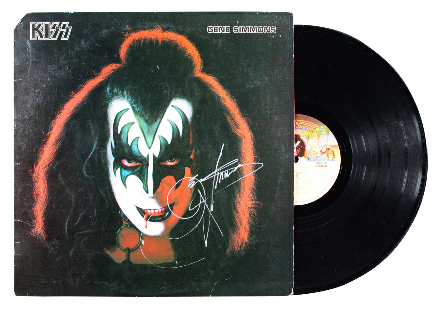 Gene Simmons Authentic Signed KISS Solo 1978 Album Cover W/ Vinyl BAS #BS78249
