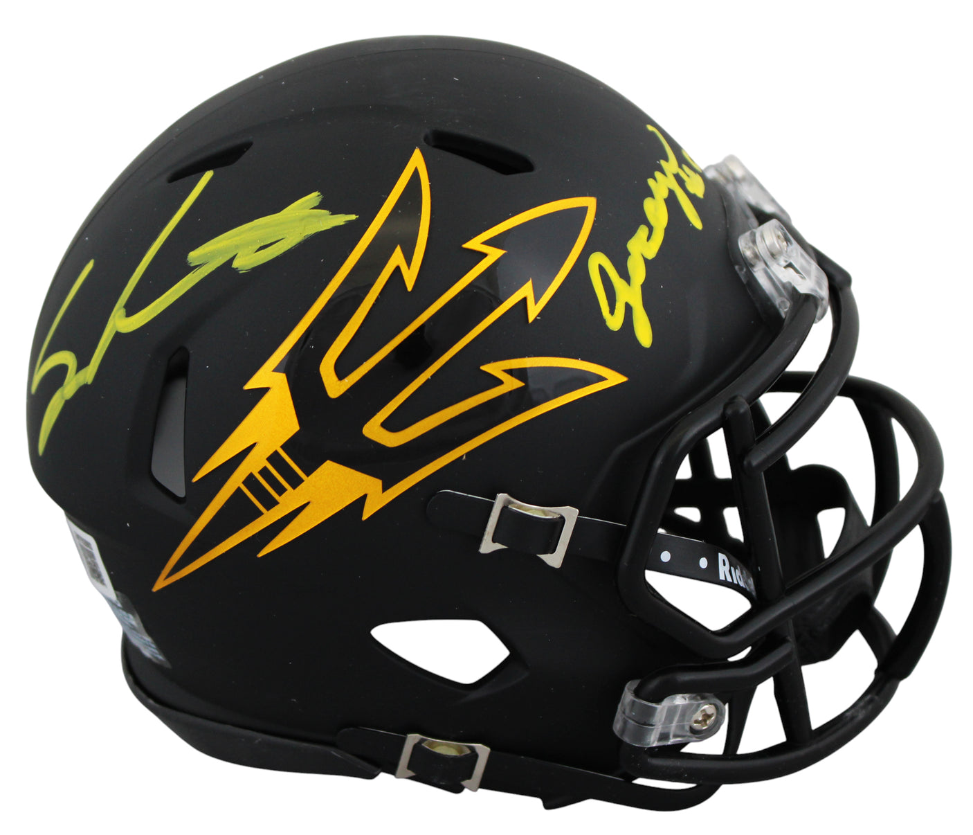 ASU Sam Leavitt & Jordyn Tyson Signed Black Speed Mini Helmet BAS Witnessed