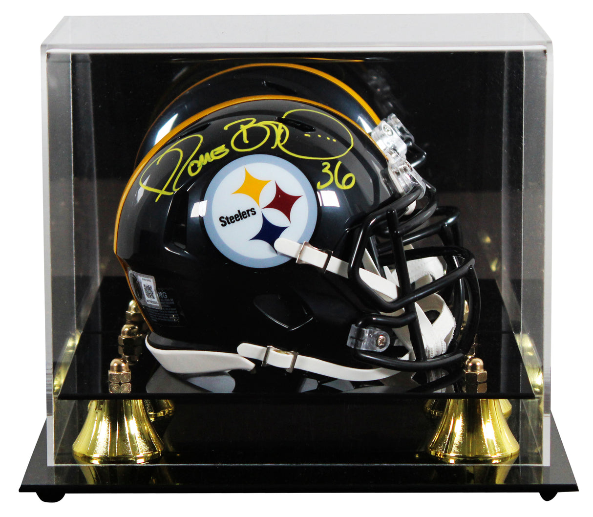 Steelers Jerome Bettis Signed Black Speed Mini Helmet W/ Case BAS Witnessed