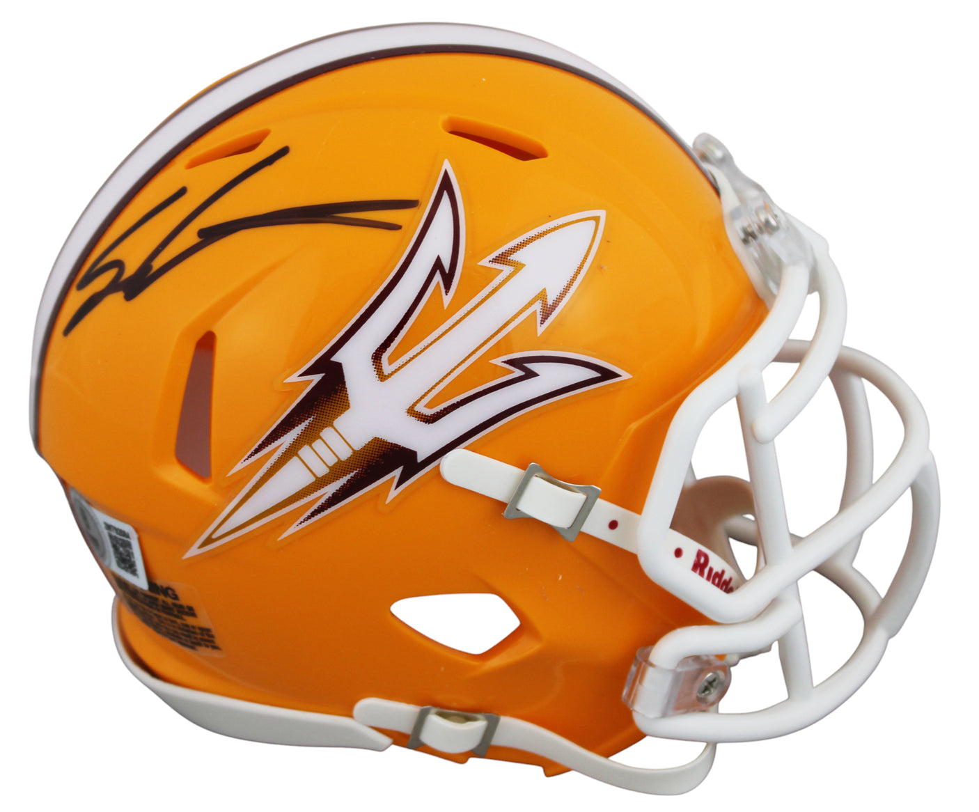 Arizona State Sam Leavitt Signed Gold Speed Mini Helmet W/ Case BAS Witnessed