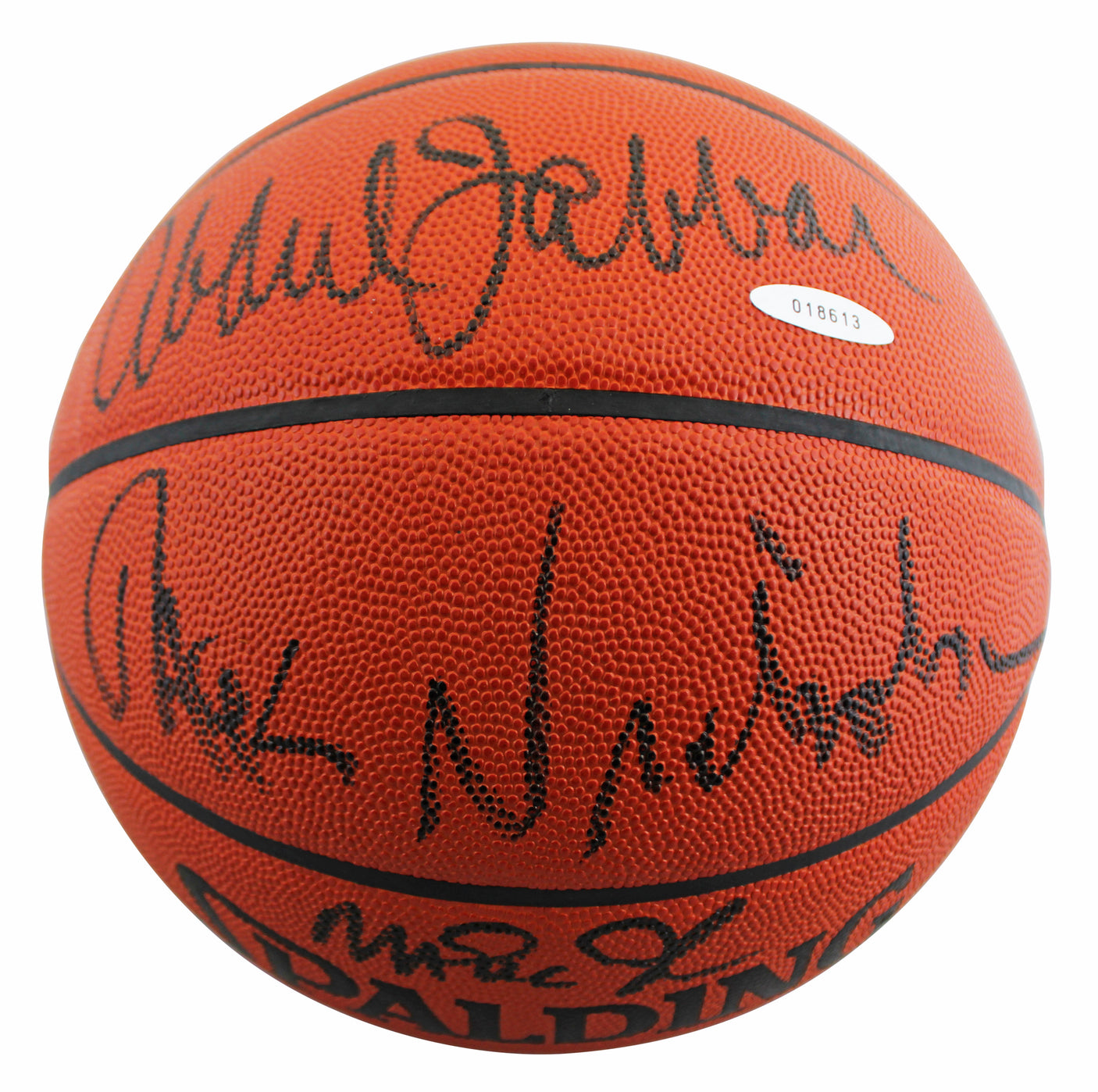 Jack Nicholson, Kareem Abdul-Jabbar & Magic Johnson Signed Basketball BAS LOA
