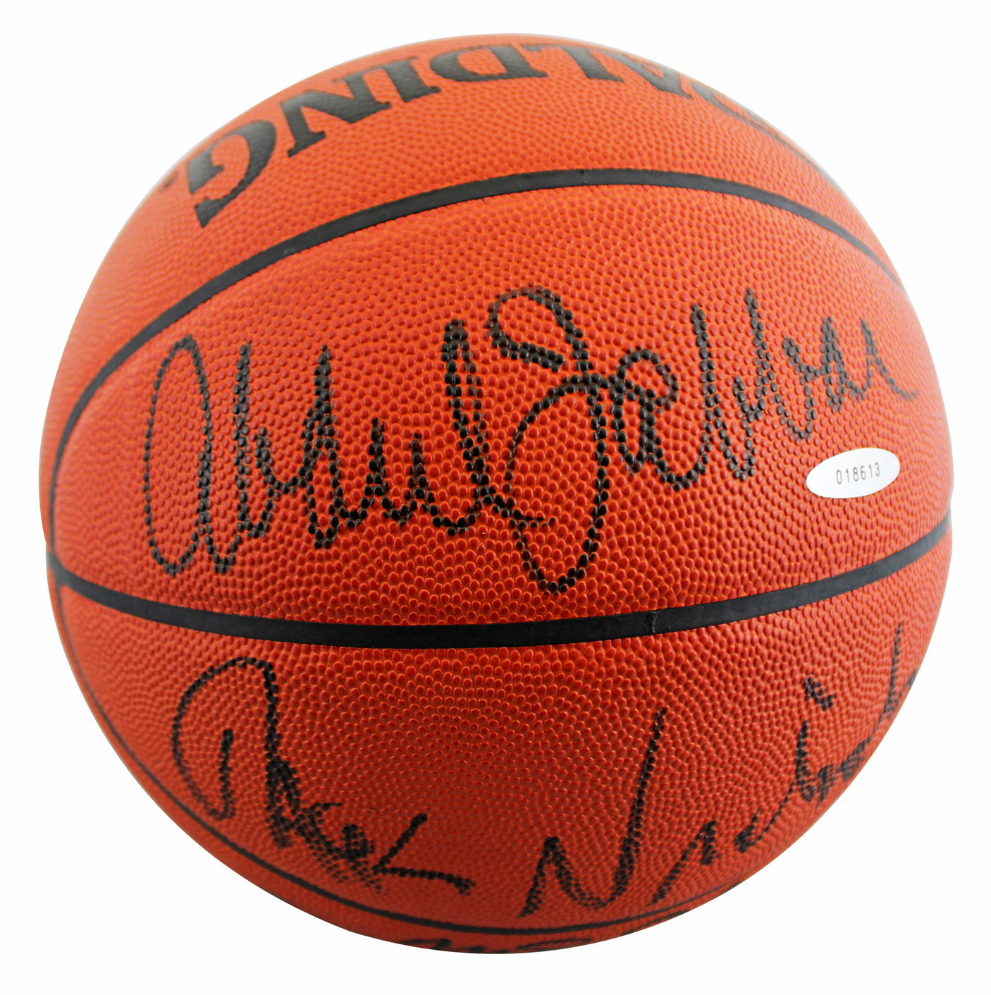 Jack Nicholson, Kareem Abdul-Jabbar & Magic Johnson Signed Basketball BAS LOA