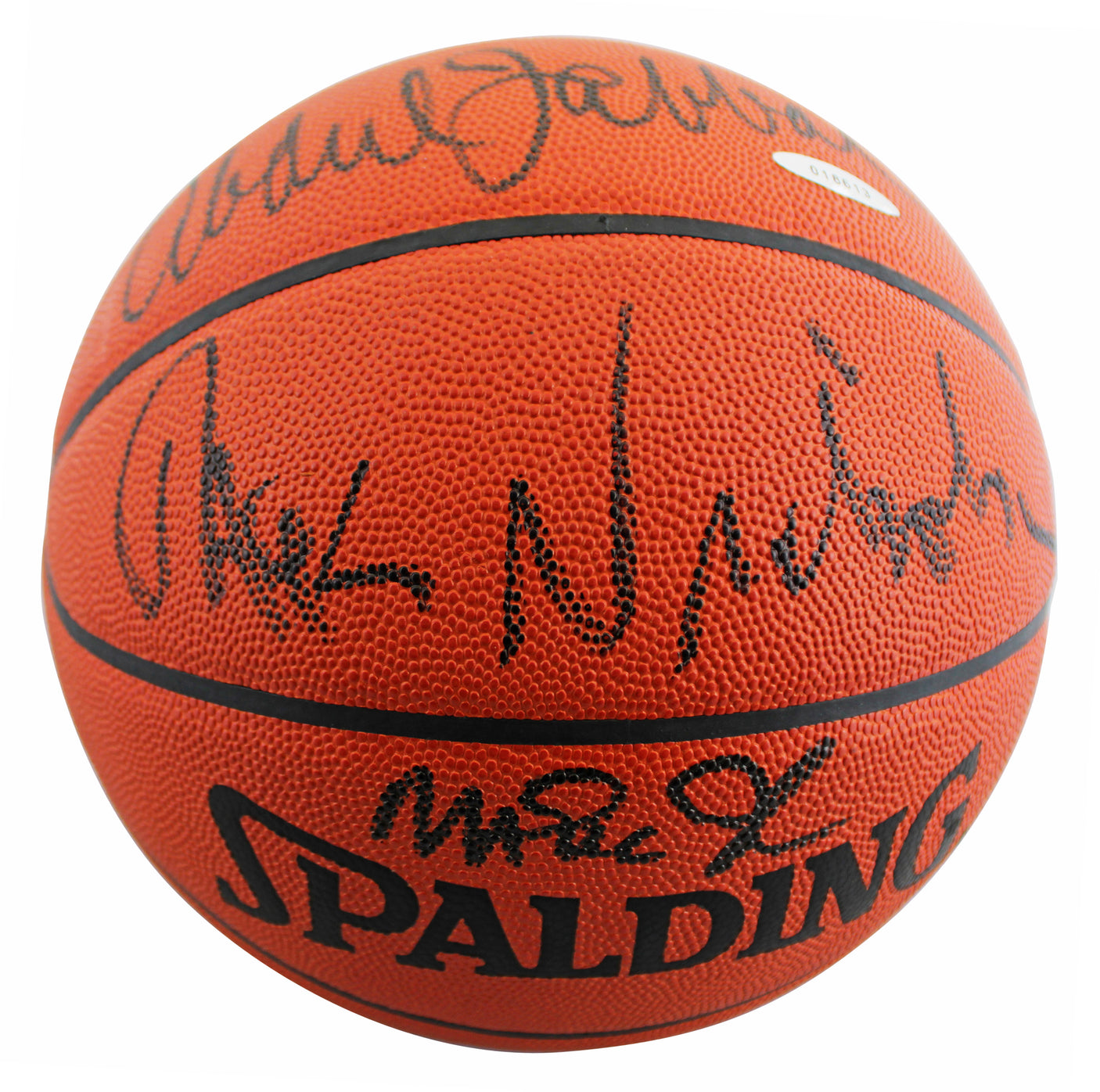 Jack Nicholson, Kareem Abdul-Jabbar & Magic Johnson Signed Basketball BAS LOA