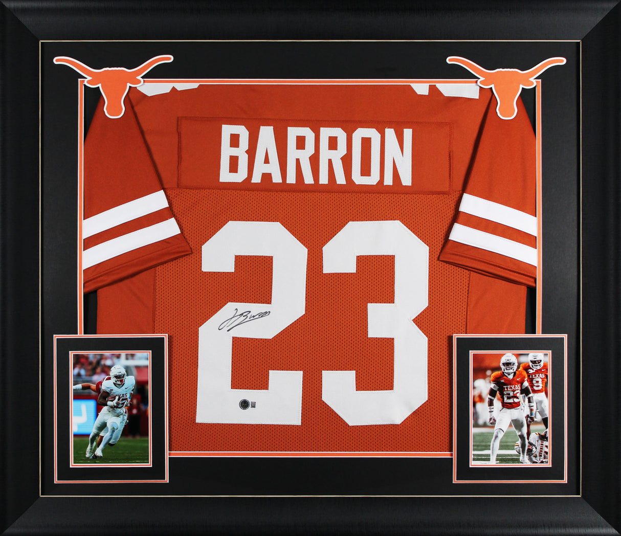 Texas Jahdae Barron Signed Burnt Orange Pro Style Framed Jersey BAS Witnessed