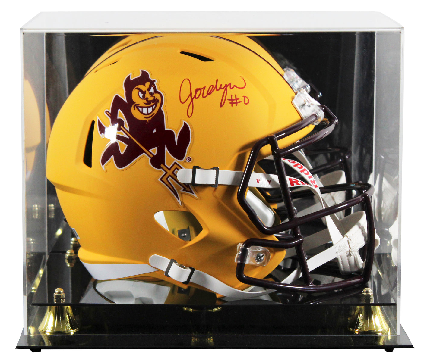 ASU Jordyn Tyson Signed Sparky F/S Speed Rep Helmet W/ Case w/ Maroon Sig BAS W