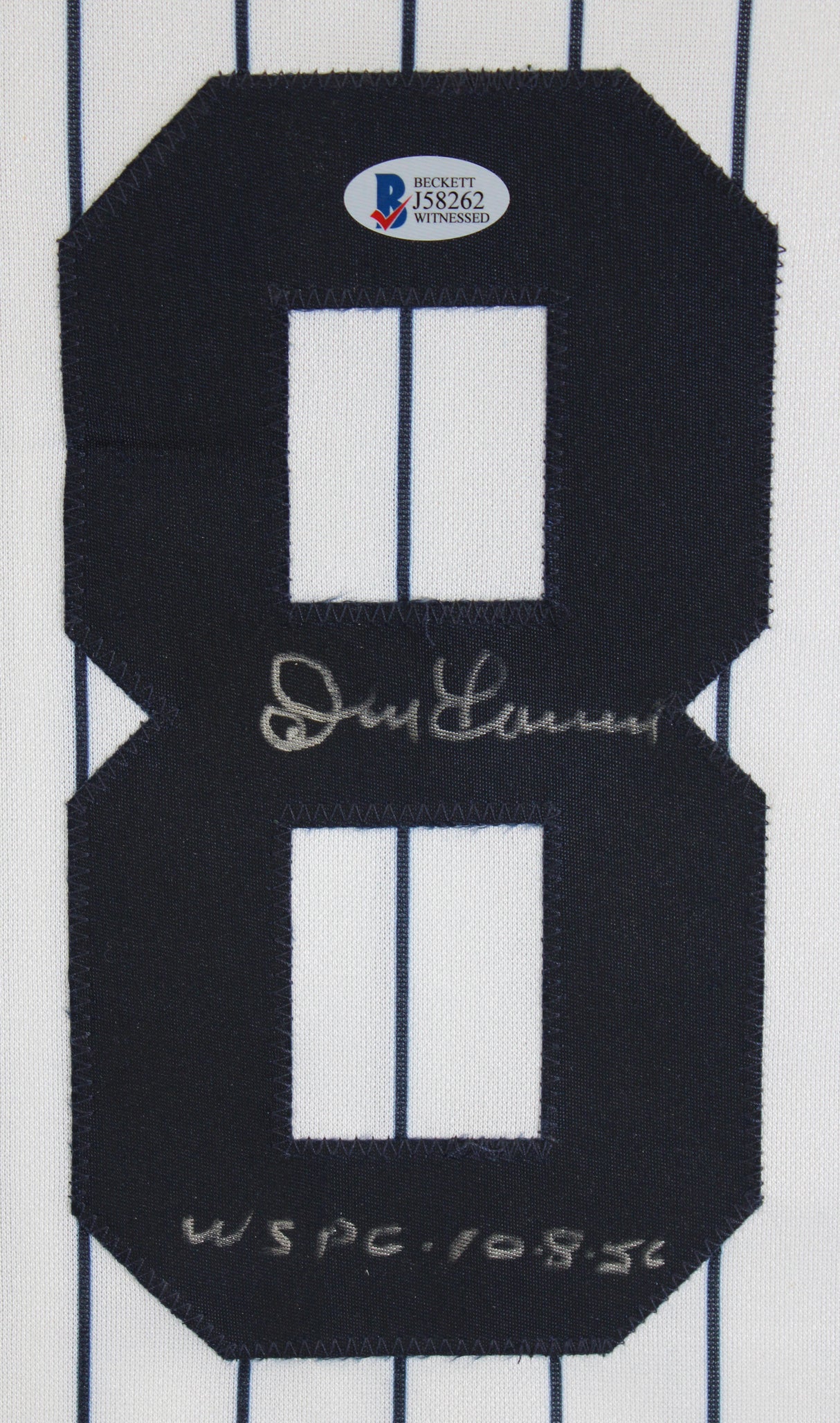 Yankees Don Larsen "WSPG" Signed White Pinstripe Majestic Jersey BAS #J58262
