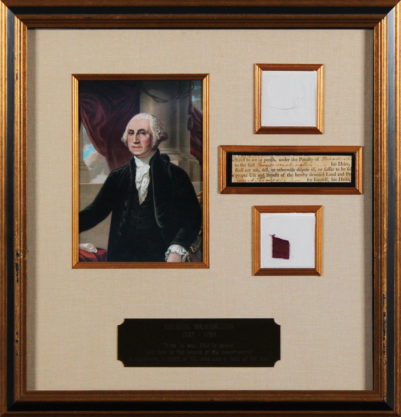 George Washington Signed 1x4.5 Cut Signature Framed Display JSA #Y18072