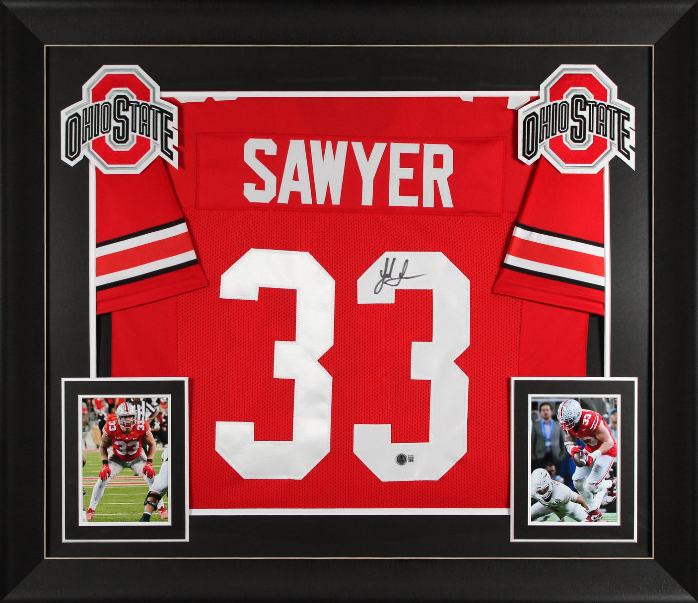 Ohio State Jack Sawyer Authentic Signed Red Pro Style Framed Jersey BAS Witness