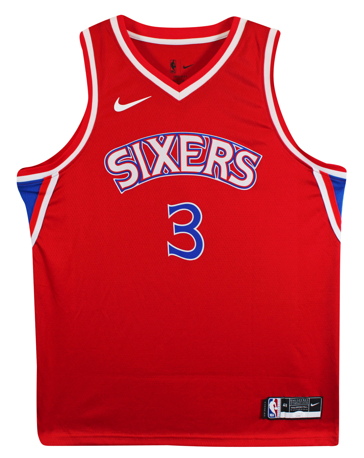 76ers Allen Iverson Signed Red Nike Jordan Swingman Jersey JSA #AU78385