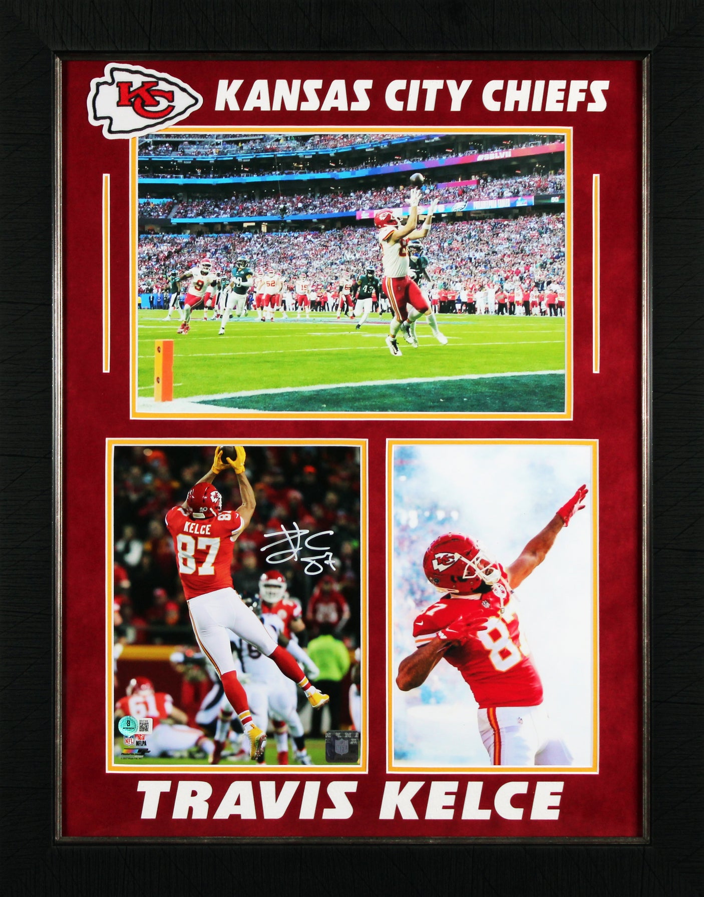 Chiefs Travis Kelce Authentic Signed 8x10 Vertical Framed Photo Autographed BAS