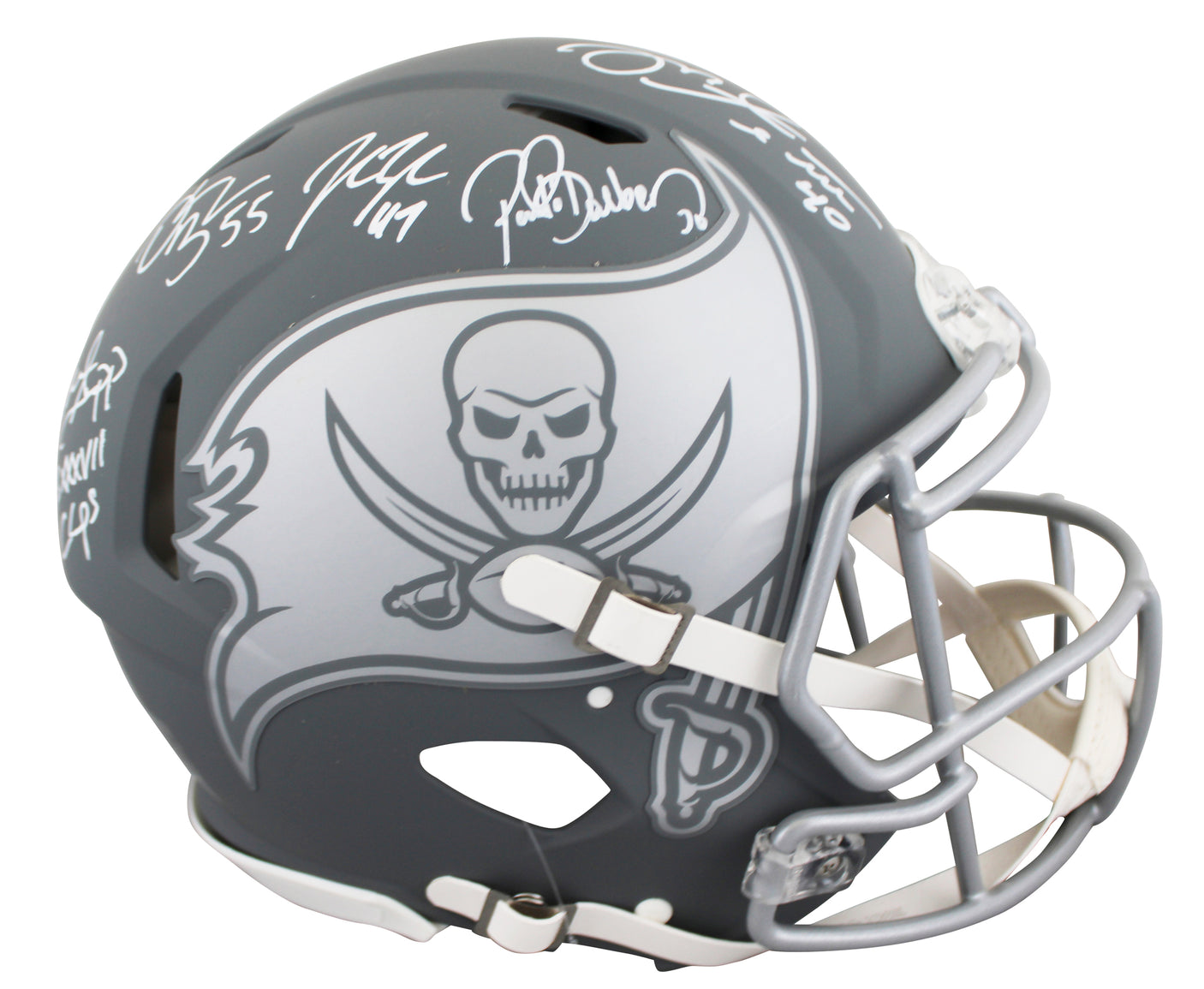 Bucs (5) Lynch, Barber +3 Signed Slate F/S Speed Proline Helmet W/ Case BAS Wit