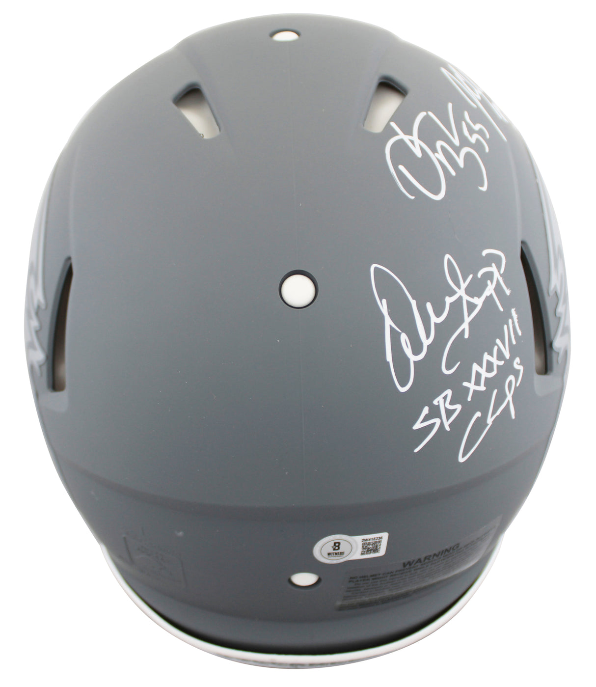 Bucs (5) Lynch, Barber, Alstott +2 Signed Slate F/S Speed Proline Helmet BAS Wit