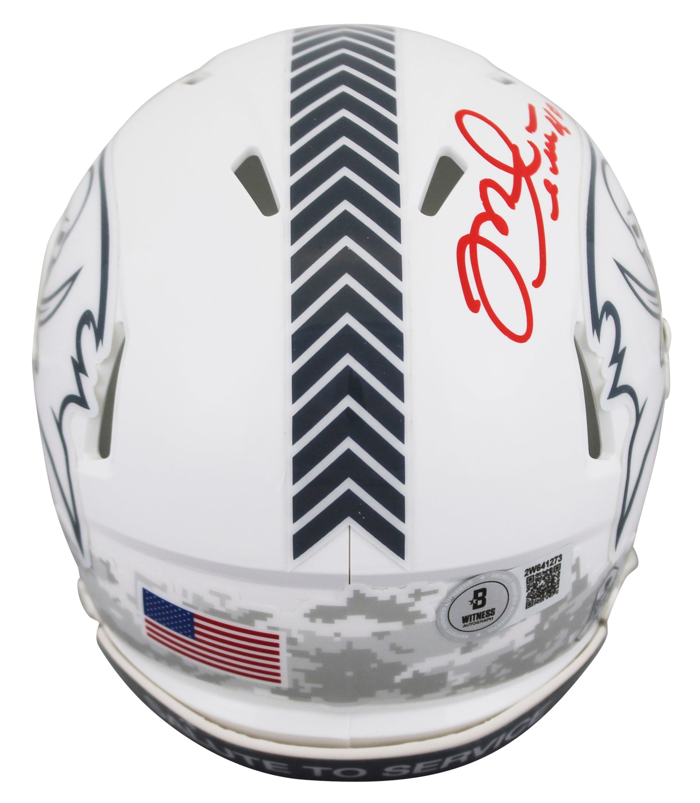 Buccaneers Mike Alstott Signed Salute To Service III Speed Mini Helmet BAS Wit