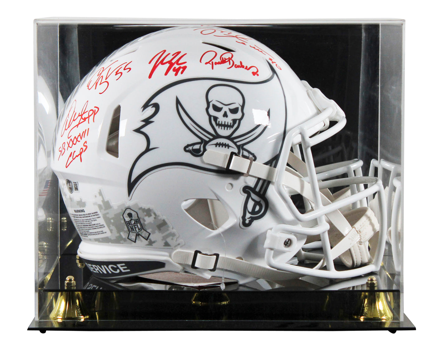 Bucs (5) Lynch, Barber +3 Signed STS III F/S Speed Proline Helmet W/ Case BAS W