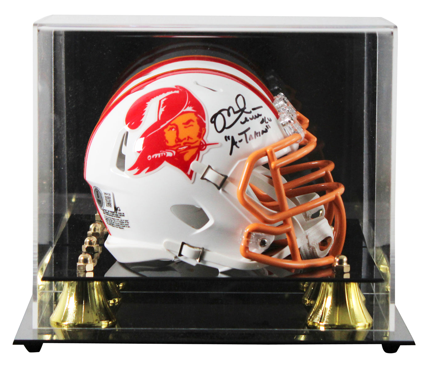 Bucs Mike Alstott "A-Train" Signed 1976-96 TB Speed Mini Helmet W/ Case BAS Wit