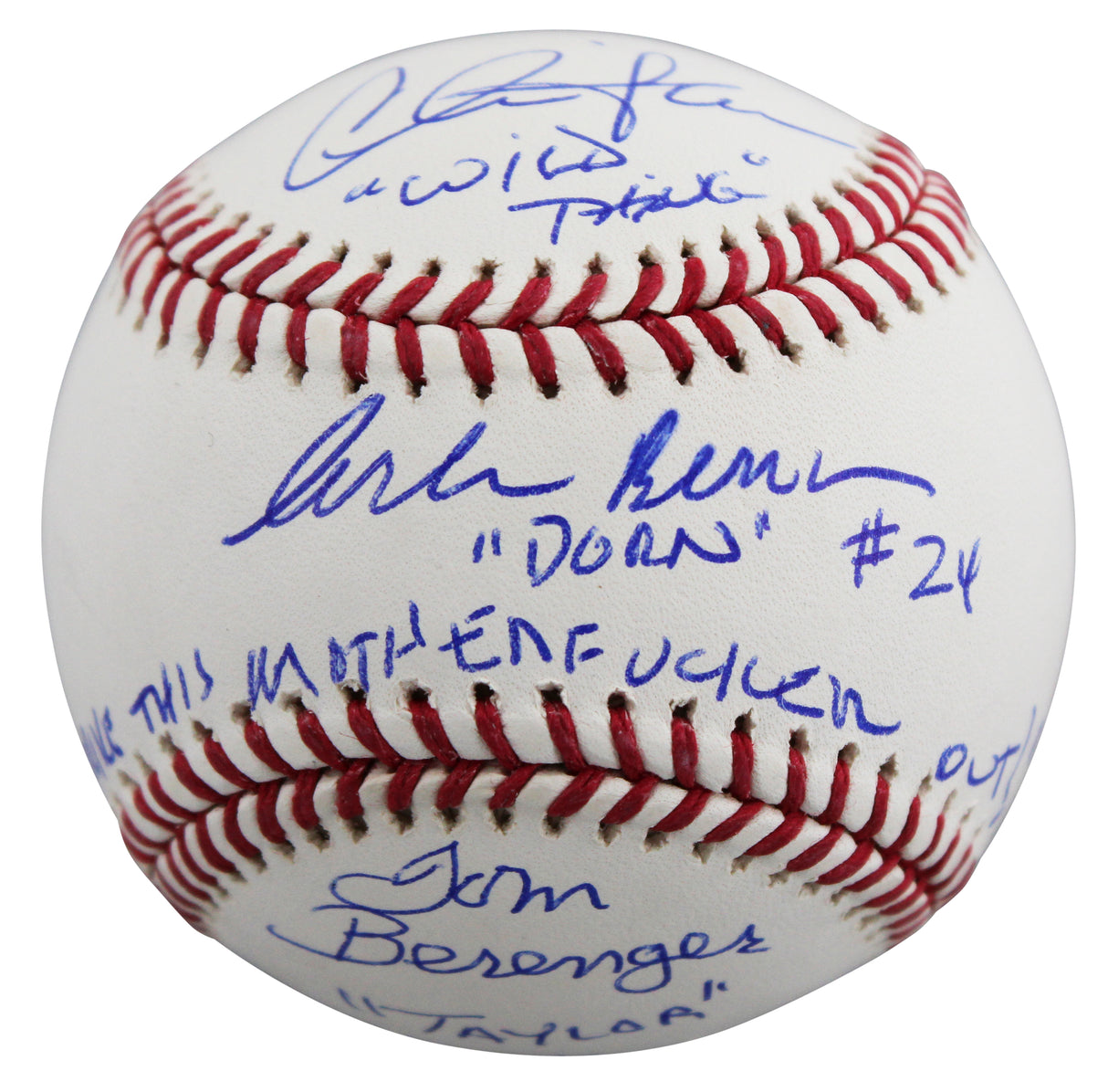 Major League (3) Sheen, Berenger & Bernsen Signed Oml Baseball W/ Case BAS Wit 1