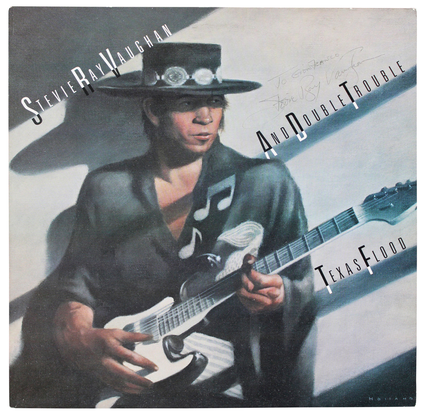 Stevie Ray Vaughan Double Trouble Signed Texas Flood Album Cover JSA #YY84643