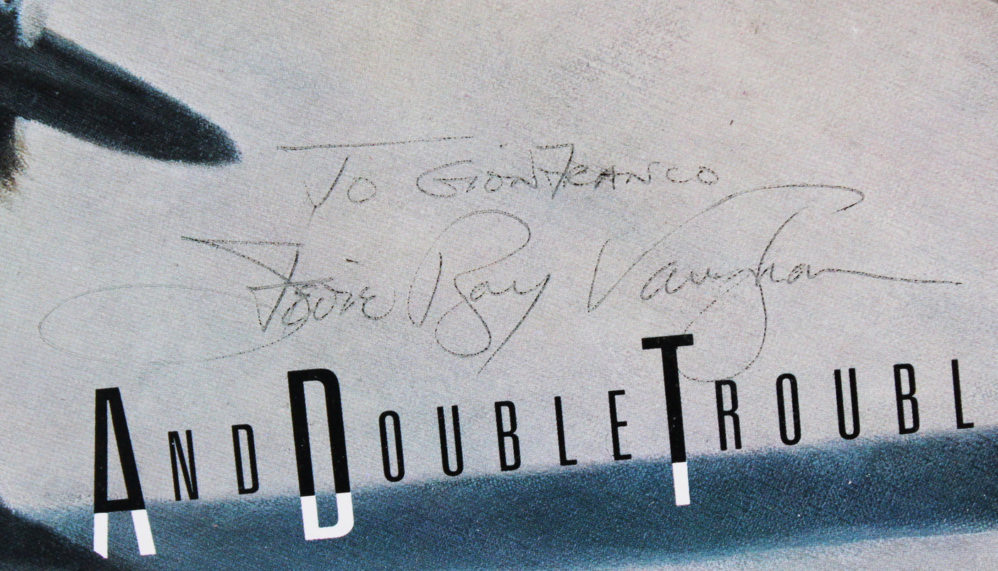 Stevie Ray Vaughan Double Trouble Signed Texas Flood Album Cover JSA #YY84643