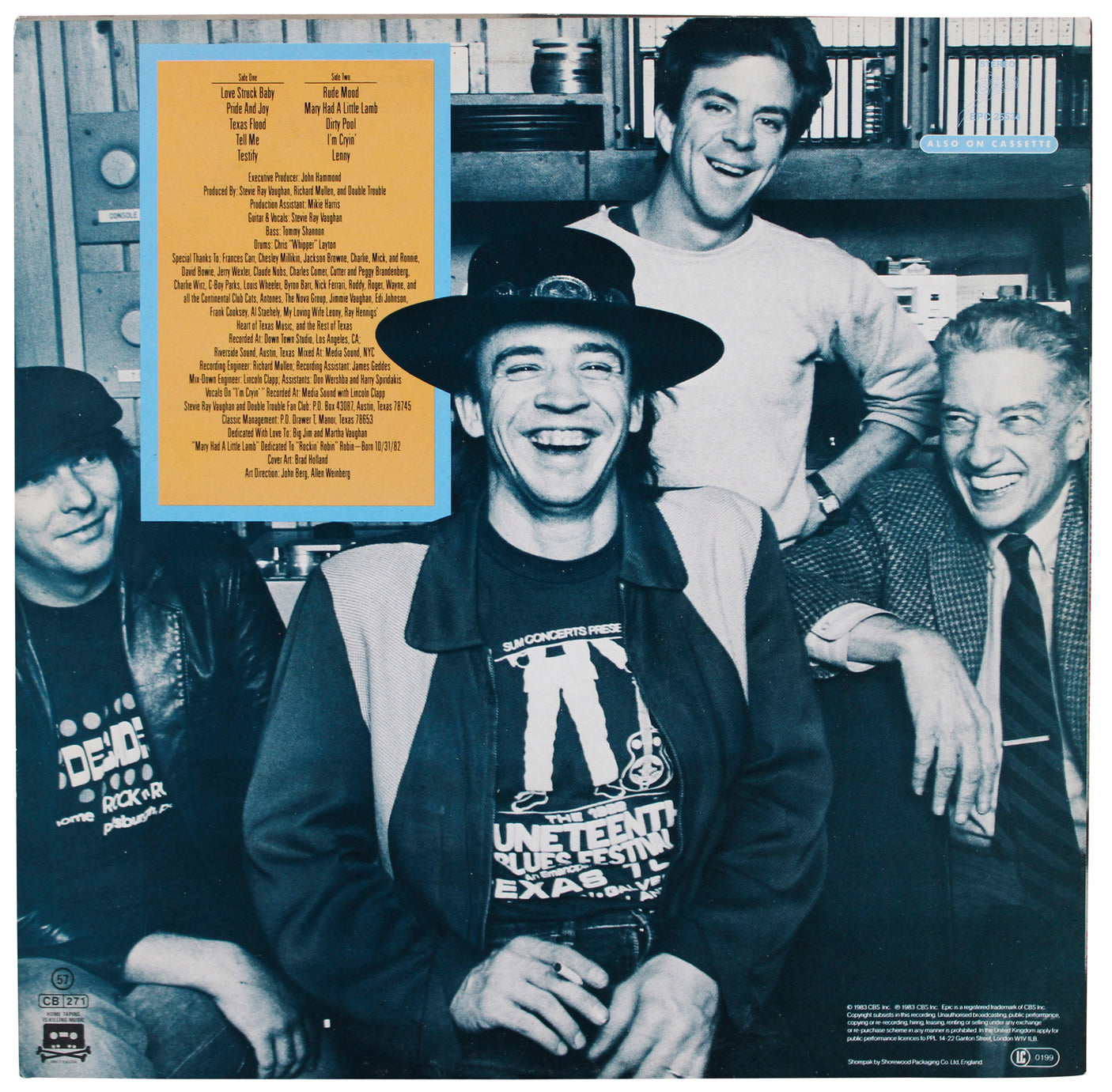 Stevie Ray Vaughan Double Trouble Signed Texas Flood Album Cover JSA #YY84643