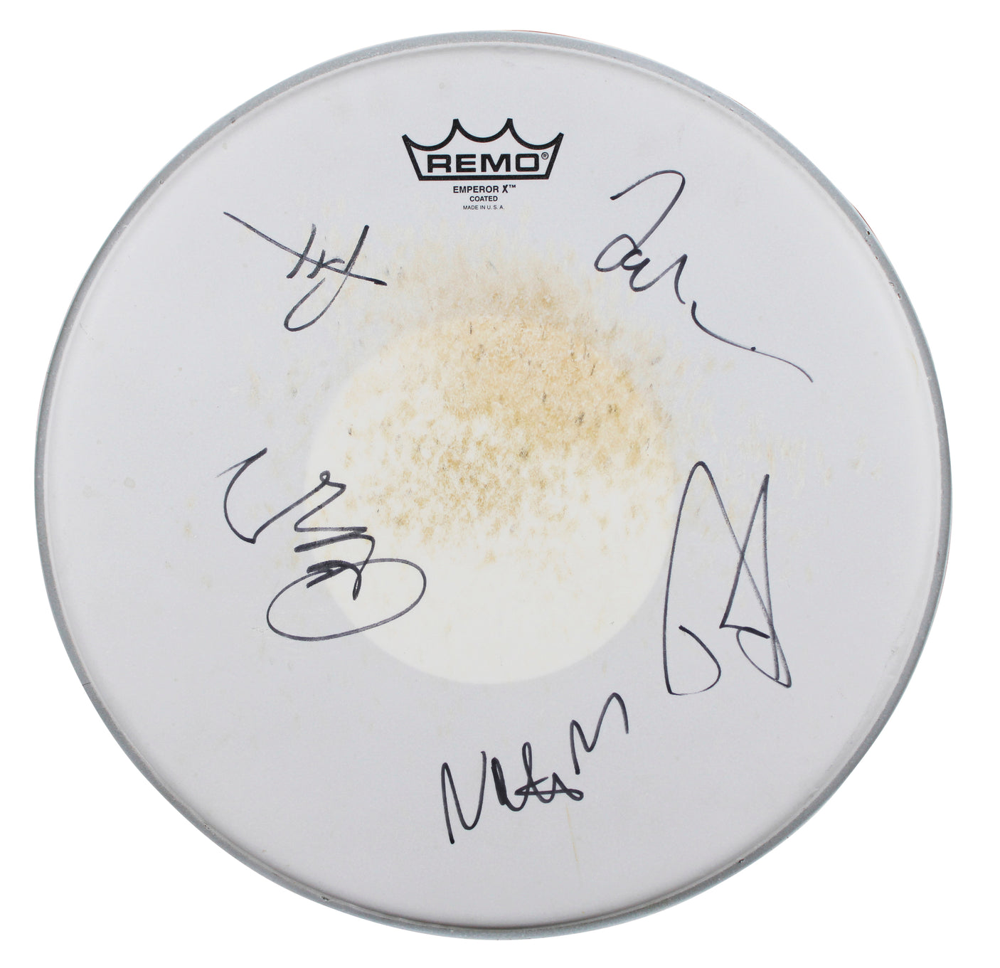 Foo Fighters (5) Grohl, Hawkins +3 Signed 15 Concert Used Drum Head BAS #AE21091