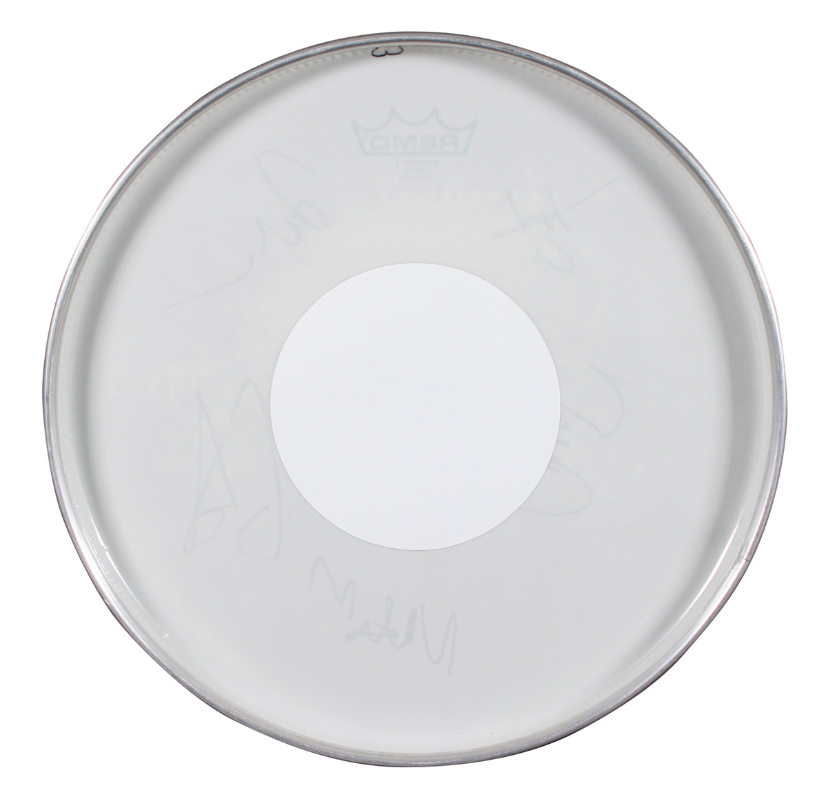 Foo Fighters (5) Grohl, Hawkins +3 Signed 15 Concert Used Drum Head BAS #AE21091