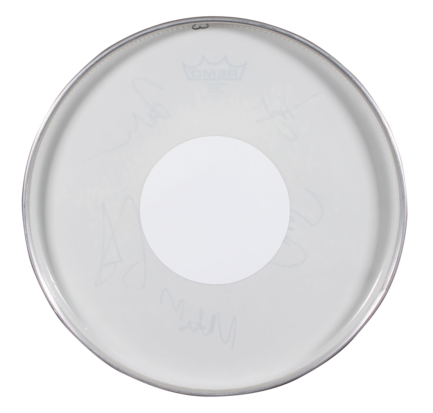 Foo Fighters (5) Grohl, Hawkins +3 Signed 15 Concert Used Drum Head BAS #AE21091