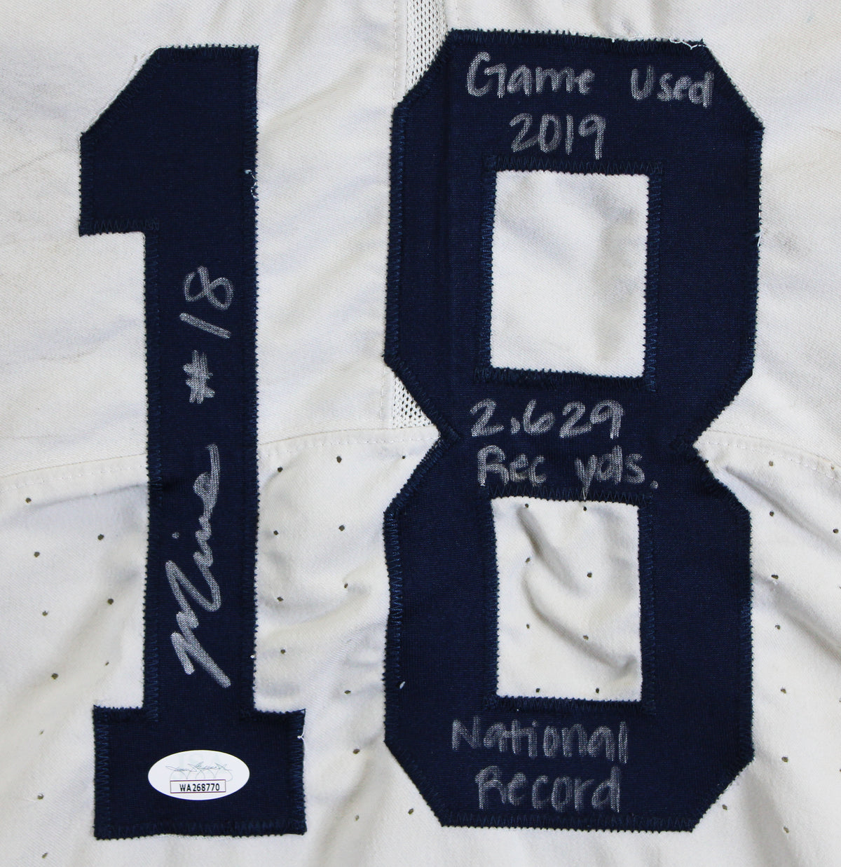 Marvin Mims "3x Insc" Signed Game Used LSHS White Nike Authentic Jersey JSA Wit