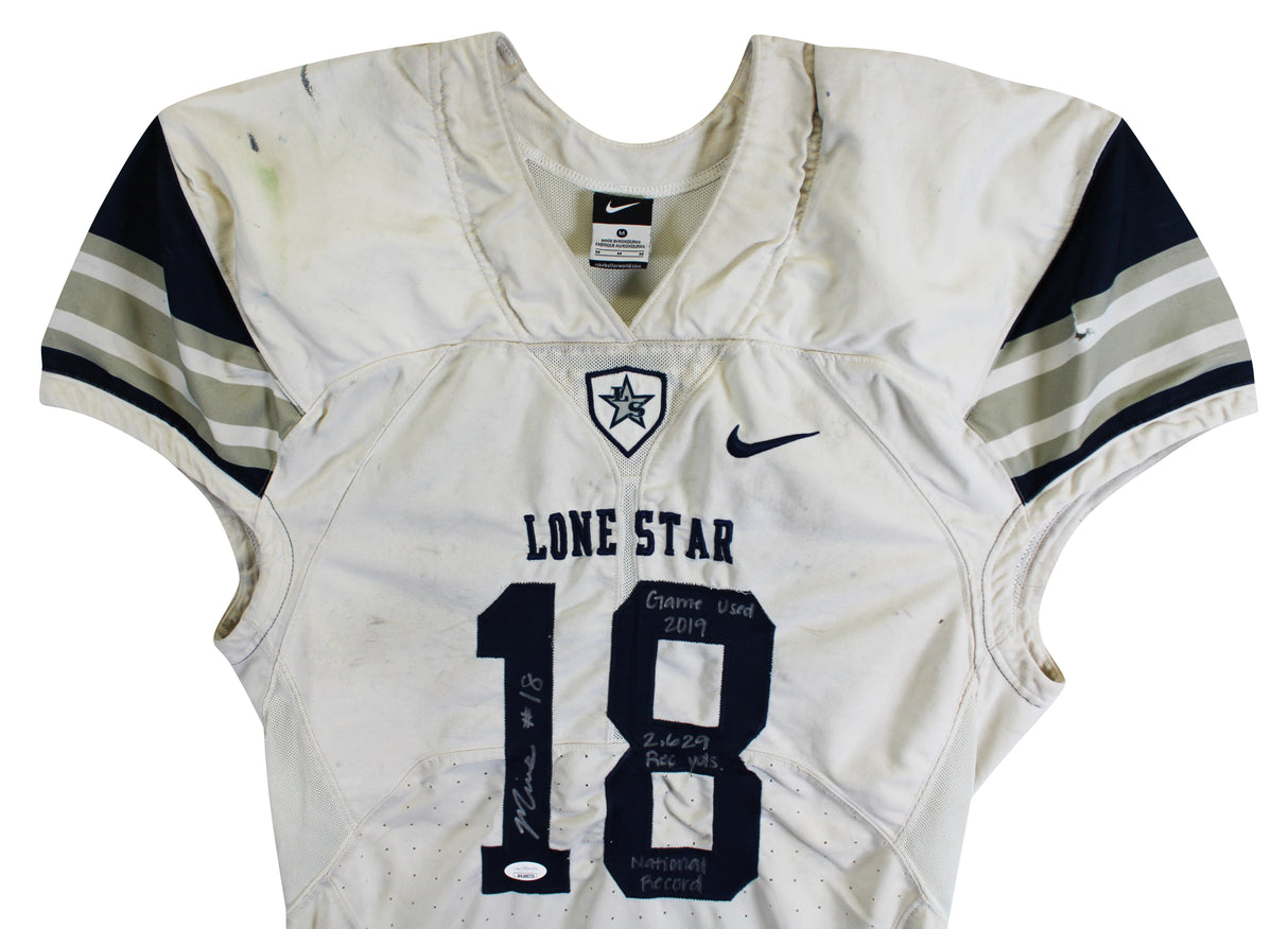 Marvin Mims "3x Insc" Signed Game Used LSHS White Nike Authentic Jersey JSA Wit