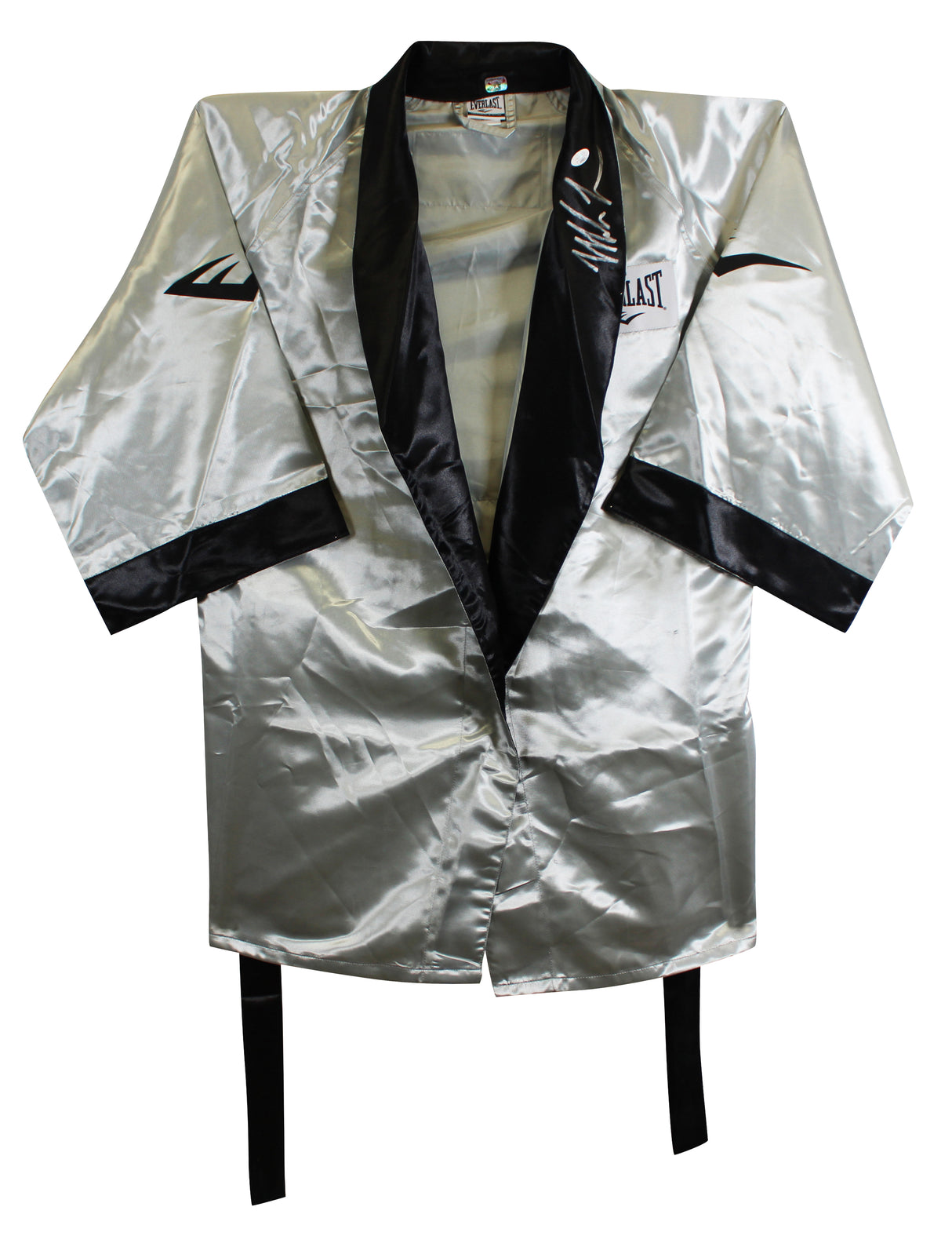 Mike Tyson Authentic Signed Silver Everlast Robe Autographed JSA #AM50035