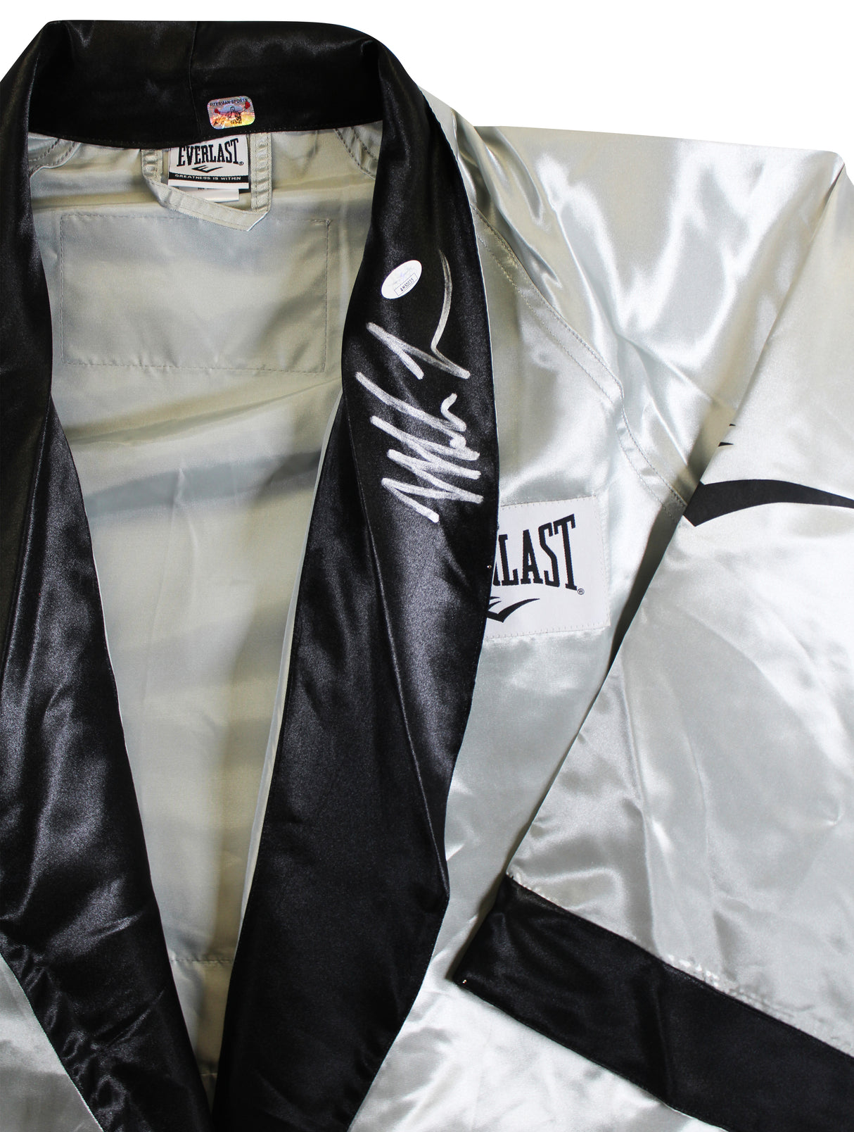 Mike Tyson Authentic Signed Silver Everlast Robe Autographed JSA #AM50035