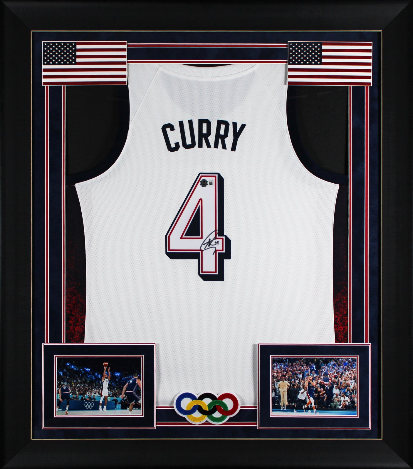 Warriors Stephen Curry Signed Team USA White Nike Swingman Framed Jersey BAS