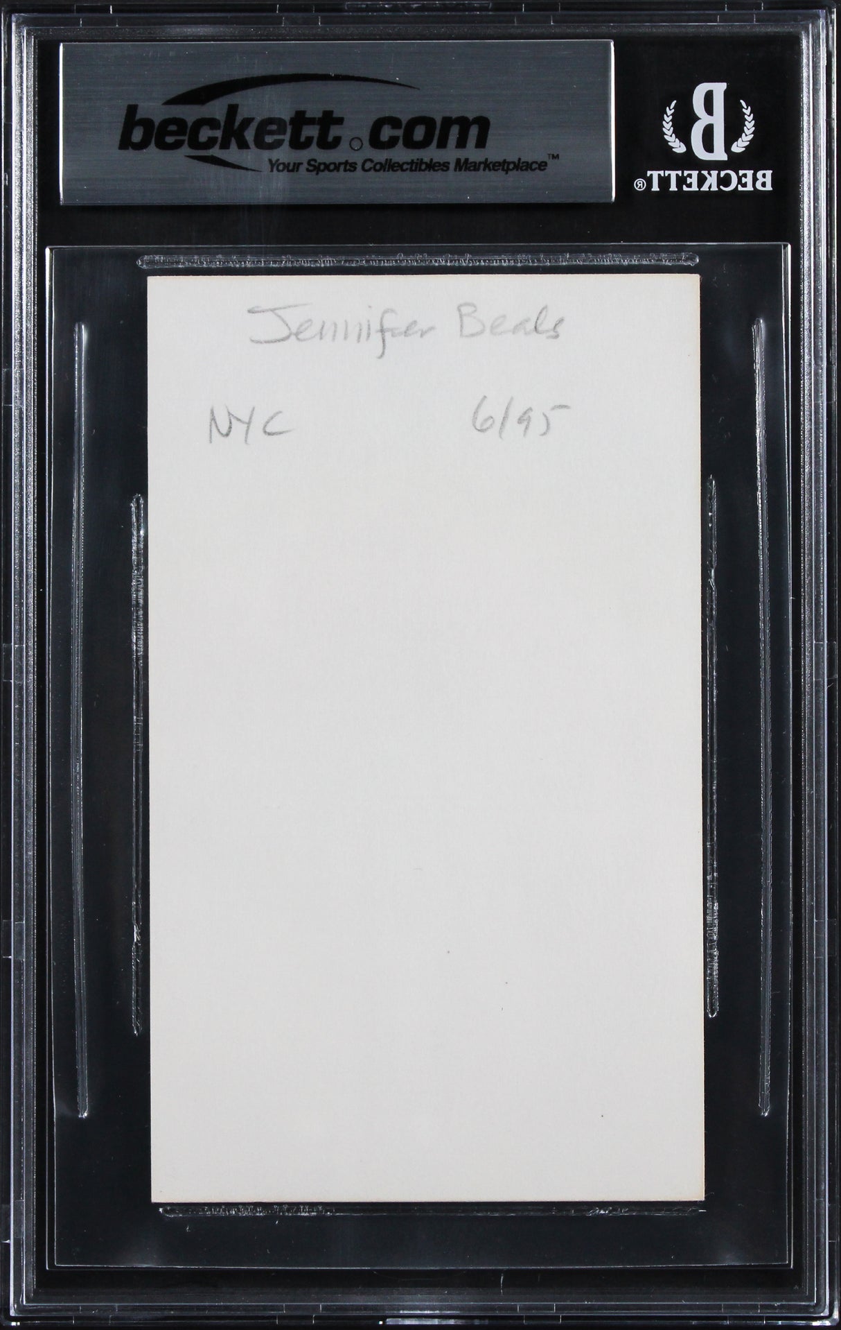 Jennifer Beals Flashdance Authentic Signed 3x5 Index Card Auto 10! BAS Slabbed