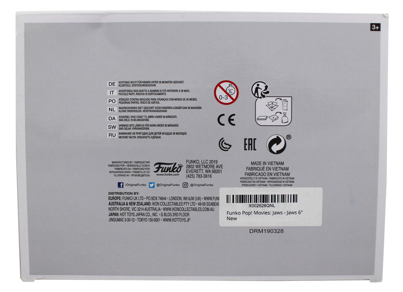 Jaws (8) Gottlieb Backlinie Vorhees +5 Signed #758 Funko Pop Figure BAS #AE13943