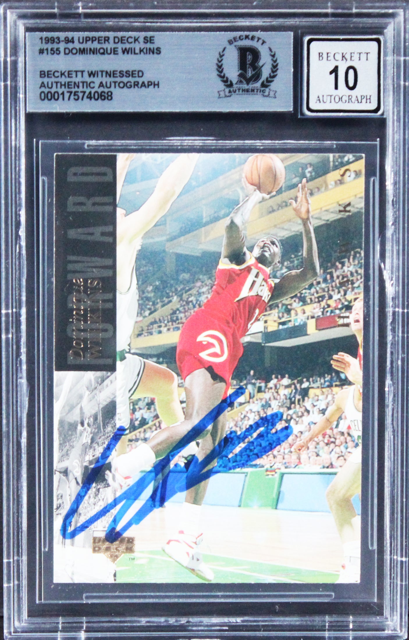 Hawks Dominique Wilkins Signed 1993 Upper Deck SE #155 Card Auto 10! BAS Slabbed
