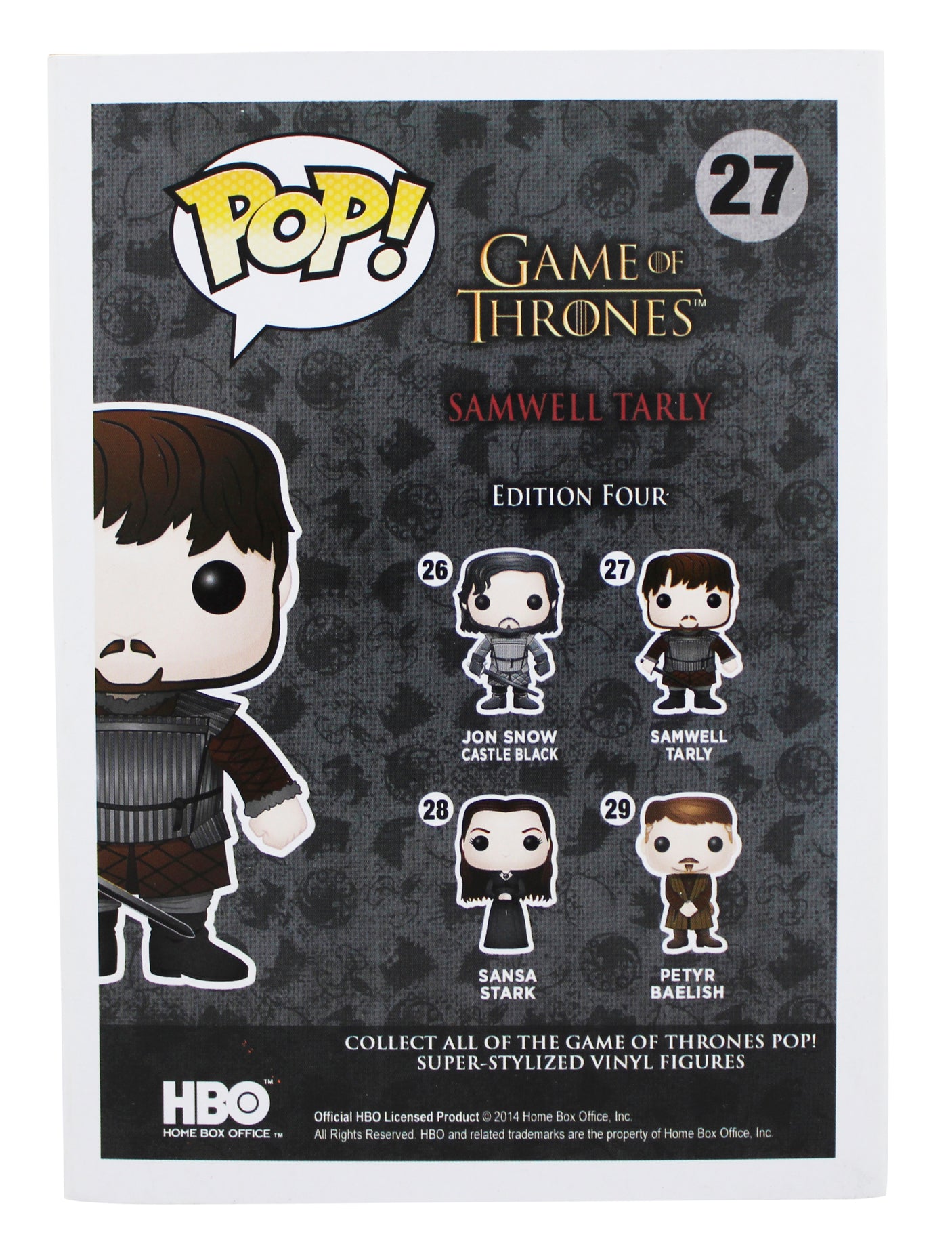 John Bradley-West Game of Thrones Signed Samwell #27 Funko Pop Vinyl Figure BAS