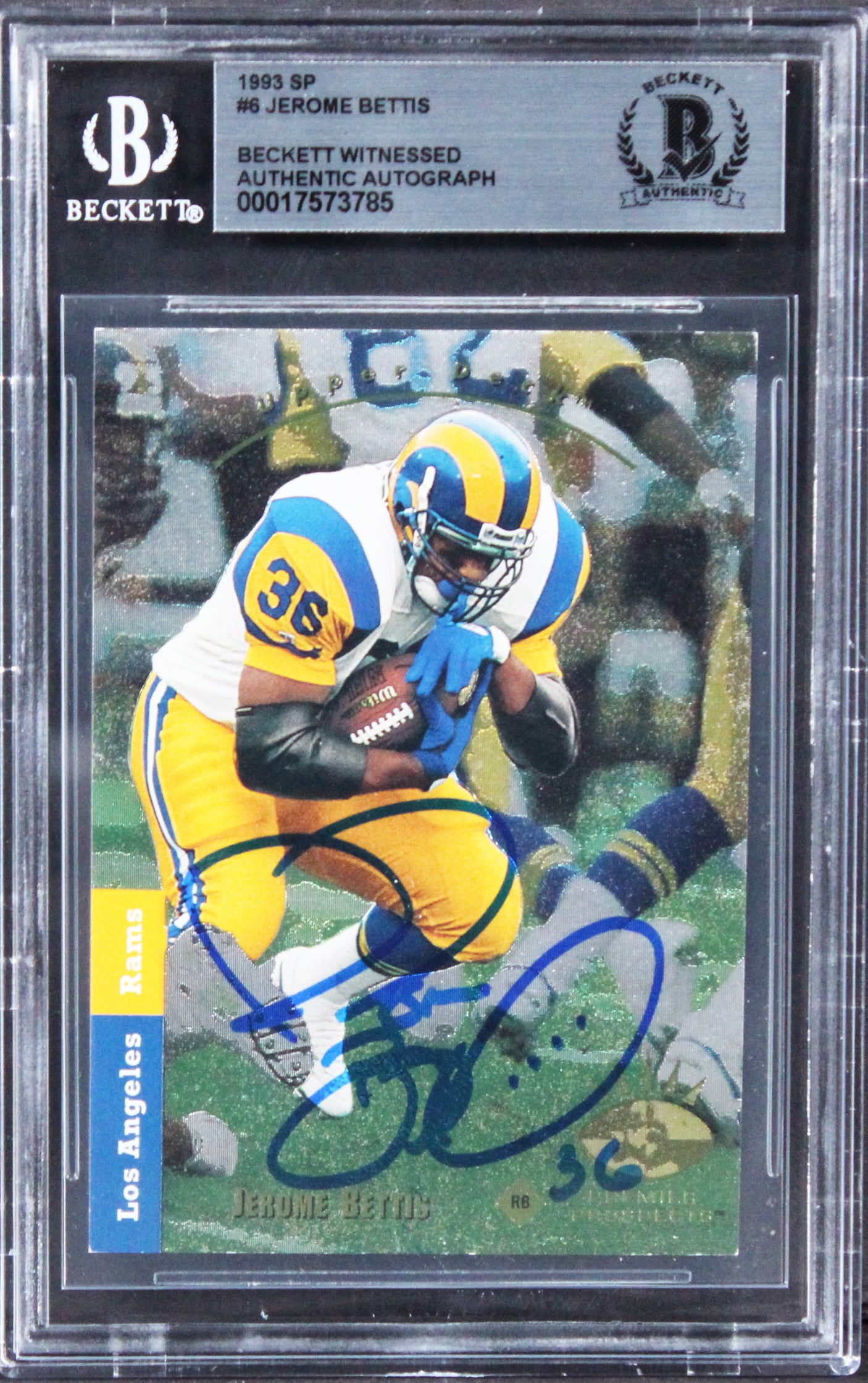Rams Jerome Bettis Authentic Signed 1993 SP #6 Rookie Card BAS Slabbed
