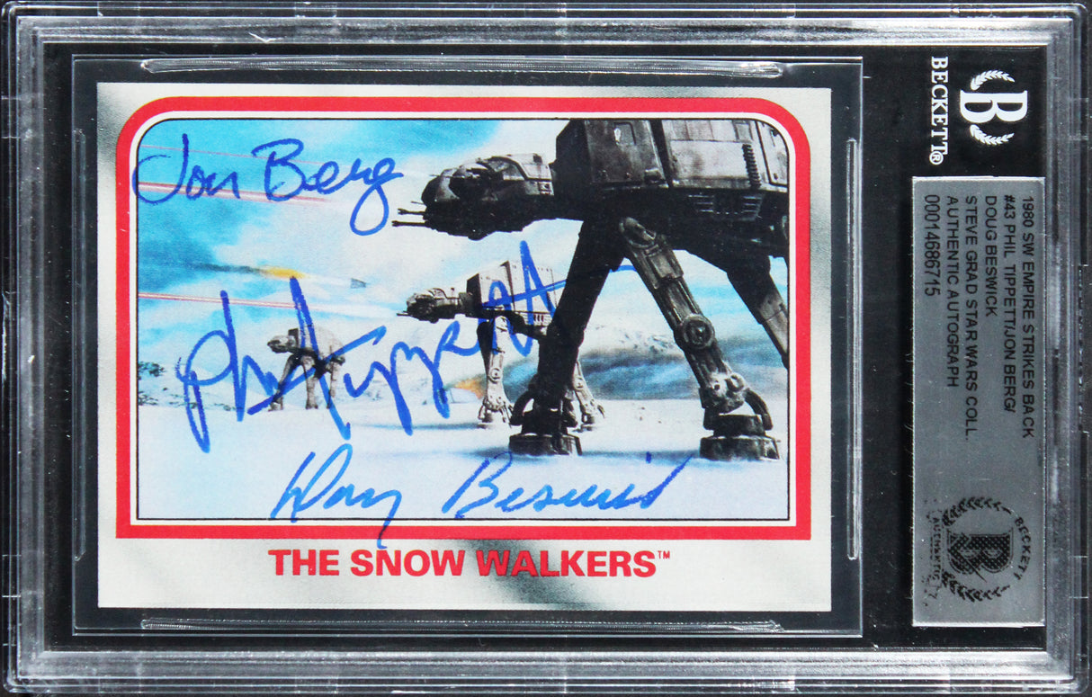 (3) Tippett +2 Signed 1980 Star Wars Empire Strikes Back #43 Card BAS Slabbed