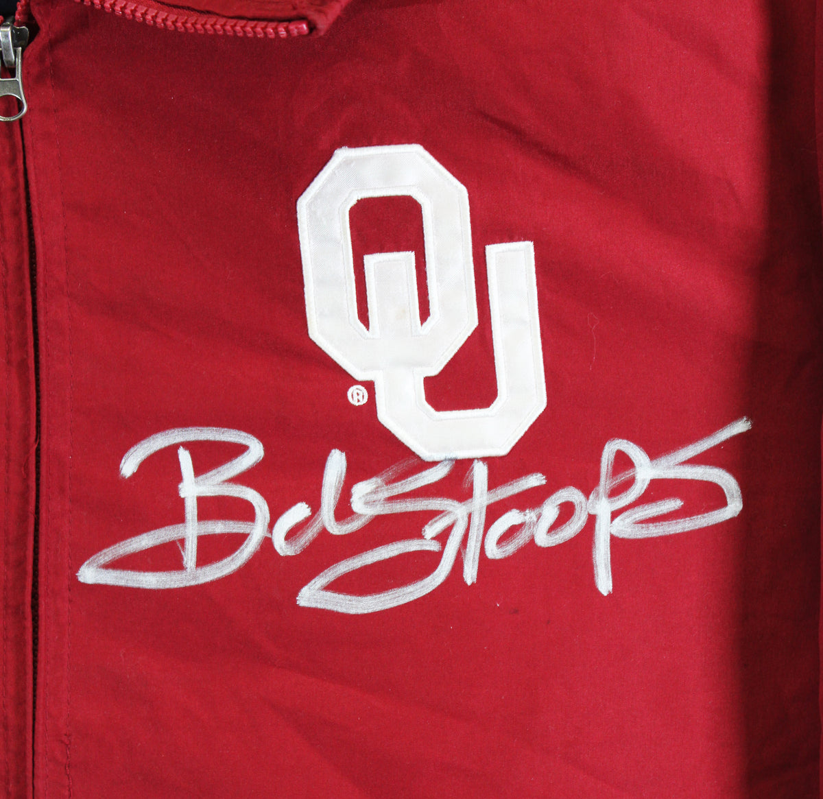 Oklahoma Bob Stoops Signed Maroon Gill Sports Windbreaker BAS Wit #2W701841