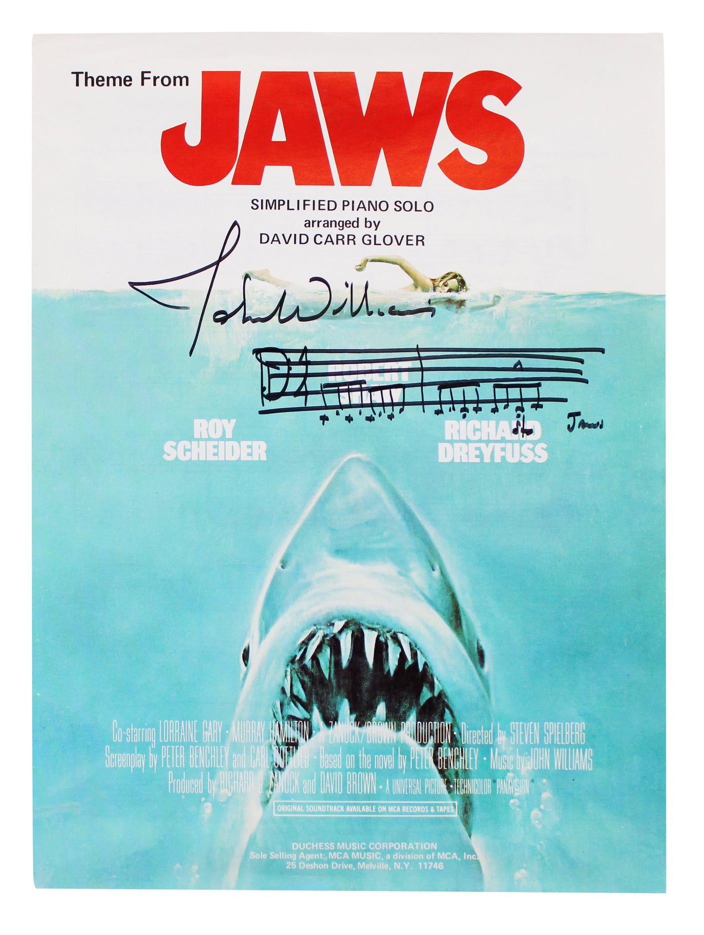 John Williams Signed Jaws Theme Music Sheet Booklet w/ Music Sketch BAS #AE13907